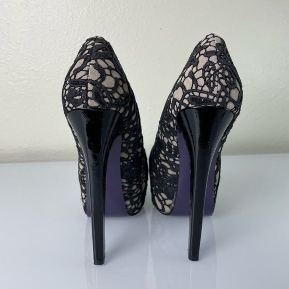 London Trash Super High Platform Heels, Black Lace Overlay, Sz 7 - Picture 5 of 16